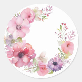 Delicate Roze Bloemen Krans Stickers