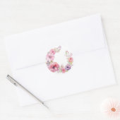 Delicate Roze Bloemen Krans Stickers (Envelop)