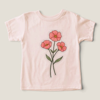 Delicate Roze Bloemen Minimalistische T-Shirt