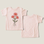 Delicate Roze Bloemen Minimalistische T-Shirt (Ontwerp Voorkant & Achterkant)
