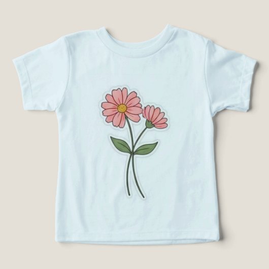 Delicate roze bloemen minimalistische t-shirt (Design voorkant)