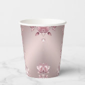 Delicate Roze Bloemen Papieren Bekers (Achterkant)