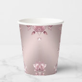 Delicate Roze Bloemen Papieren Bekers (Voorkant)