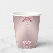 Delicate Roze Bloemen Papieren Bekers (Achterkant)