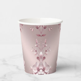 Delicate Roze Bloemen Papieren Bekers