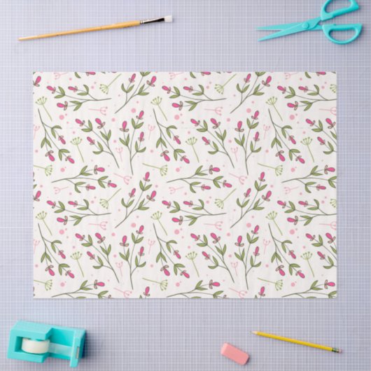 Delicate roze bloemen patroon tissuepapier (Craft)