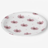 Delicate roze bloemen poka dots papieren bordje (Gekanteld)
