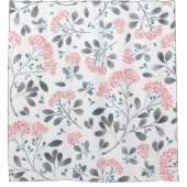 Delicate Roze Bloemen Waterverven Patroon Douchegordijn (Voorkant)