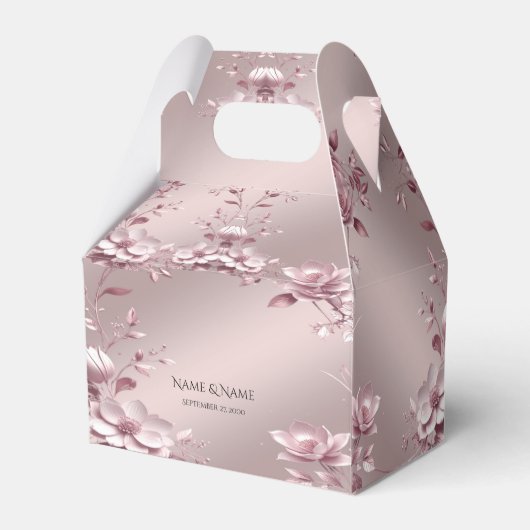 Delicate Roze Bloemend Favor Doos Bedankdoosjes (Voorkant Zijde)