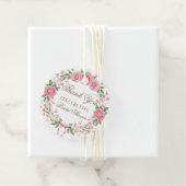 Delicate Roze Bloemenkrans Script Bedankt Bedankjes Labels (In situ)