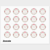 Delicate Roze Bloemenkrans Script Bedankt Ronde Sticker (Vel)