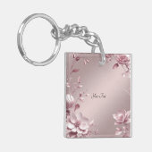 Delicate Roze Bloemensleutelhanger Sleutelhanger (Voorkant Links)