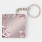 Delicate Roze Bloemensleutelhanger Sleutelhanger (Achterkant)