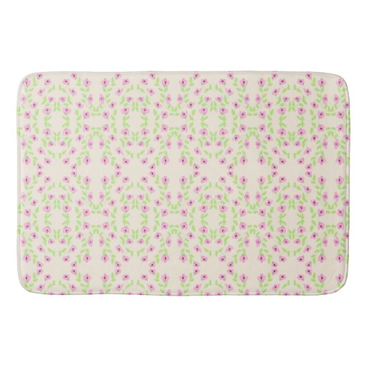Delicate roze bloemige badmat Kies je maat (Voorkant)