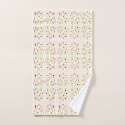 Delicate roze bloemige handdoek set (Handdoek)
