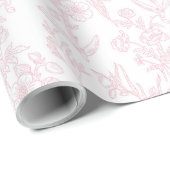 Delicate Roze Bloemlijn Kunst Bruidsdouche Cadeaupapier (Rol Hoek)