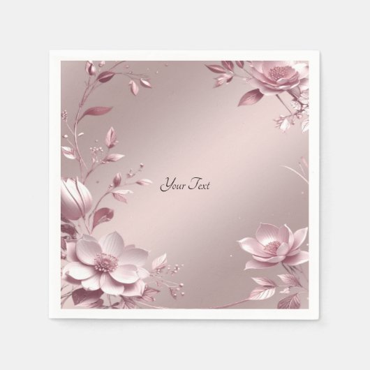 Delicate Roze Bloemmotief Servet (Voorkant)