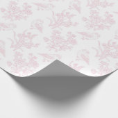 Delicate Roze Bloemvogel Lijnkunst Bruidsdouche Cadeaupapier (Hoek)