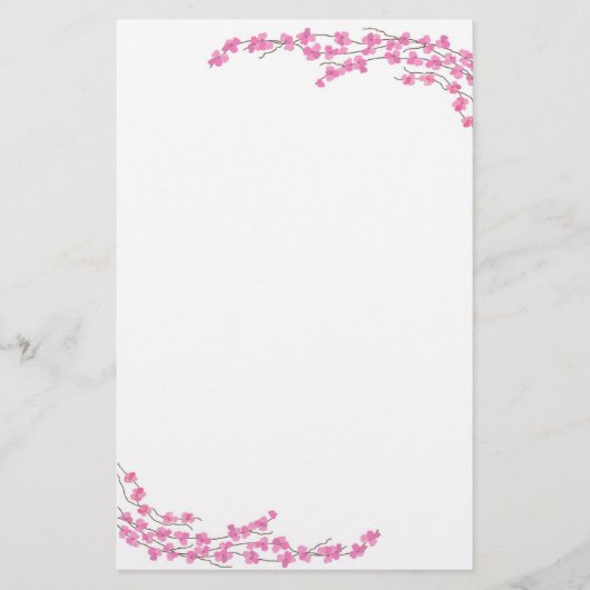 Delicate roze bloesems briefpapier (Voorkant)