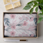 Delicate Roze Bloesems met Gedempte Blauwe Bladere Tissuepapier (Geschenk)