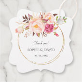 Delicate Roze Blush Bloemen Gouden Trouw Bedankjes Labels (Achterkant)