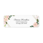 Delicate Roze Blush Bloemig Gouden Geometrisch Etiket (Voorkant)