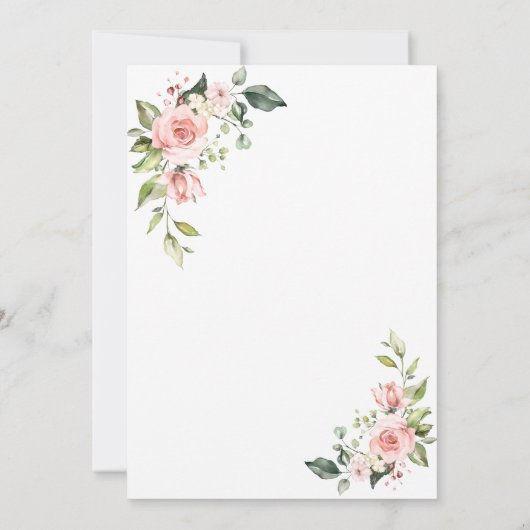 Delicate roze Blush Flowers Gold Lijst Weddenschap Kaart (Achterkant)