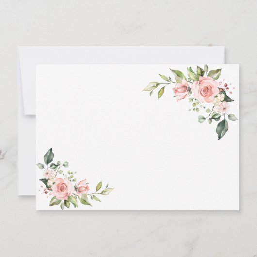 Delicate roze Blush Flowers Gold Lijst Weddenschap Save The Date (Achterkant)
