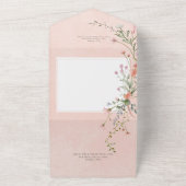 Delicate Roze Blush Rustieke Wildbloemen Diner All In One Uitnodiging (Buitenkant)
