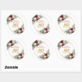 Delicate Roze Bourgondië 80e Verjaardag Stickers (Vel)