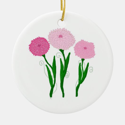 Delicate Roze Chrysanten Keramisch Ornament (Voorkant)