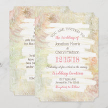 Delicate roze en beige bloemige trouwuitnodiging