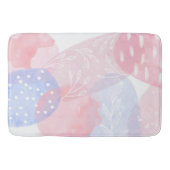Delicate Roze en Blauwe Abstracte Waterverf Vorm Badmat (Voorkant)