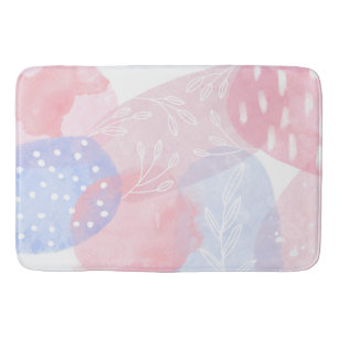Delicate Roze en Blauwe Abstracte Waterverf Vorm Badmat