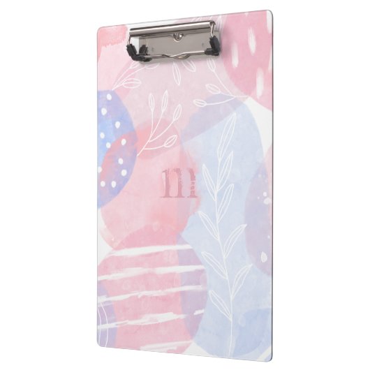 Delicate Roze en Blauwe Abstracte Waterverf Vorm Klembord (Links)