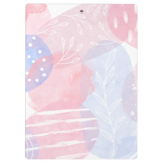 Delicate Roze en Blauwe Abstracte Waterverf Vorm Klembord (Achterkant)