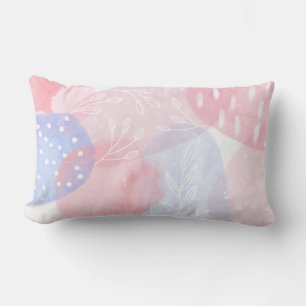 Delicate Roze en Blauwe Abstracte Waterverf Vorm Kussen