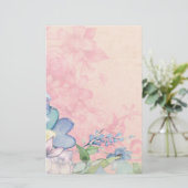 Delicate Roze en Blauwe Bloemen Wildflowers Briefpapier (Staand voorkant)