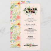 Delicate roze en gele bloemenboeket & patroon kaart (Voorkant / Achterkant)