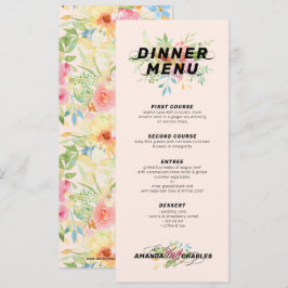 Delicate roze en gele bloemenboeket & patroon kaart