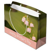 Delicate roze en olijvengroen groot cadeauzakje (Achterkant Gekanteld)