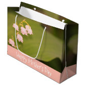 Delicate roze en olijvengroen groot cadeauzakje (Voorkant Gekanteld)