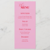 Delicate roze en rode bruiloft menu (Voorkant)