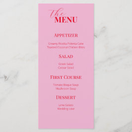 Delicate roze en rode bruiloft menu