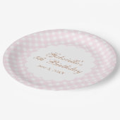 Delicate Roze Gingham Plaid Papieren Bordje (Gekanteld)