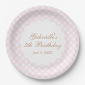 Delicate Roze Gingham Plaid Papieren Bordje (Voorkant)