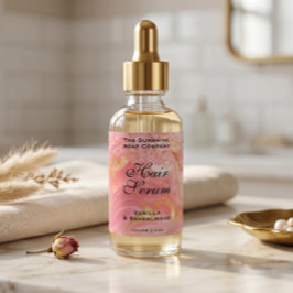 Delicate Roze Glitter & Gouden Dripfles Etiket 