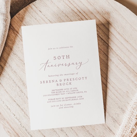 Delicate Roze Goud 50ste Huwelijksverjaardag Kaart