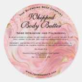 Delicate Roze & Gouden Glitter Body Butter Pot Lab Ronde Sticker (Voorkant)