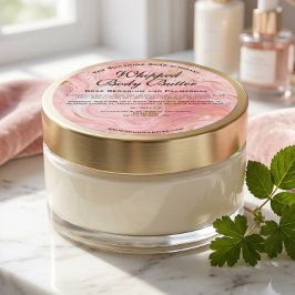 Delicate Roze & Gouden Glitter Body Butter Pot Lab Ronde Sticker